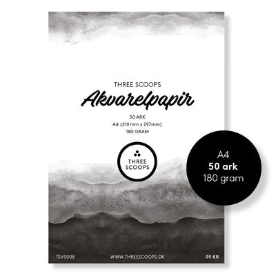 Akvarelpapir blok A4 - 180g - ( 50 ark)